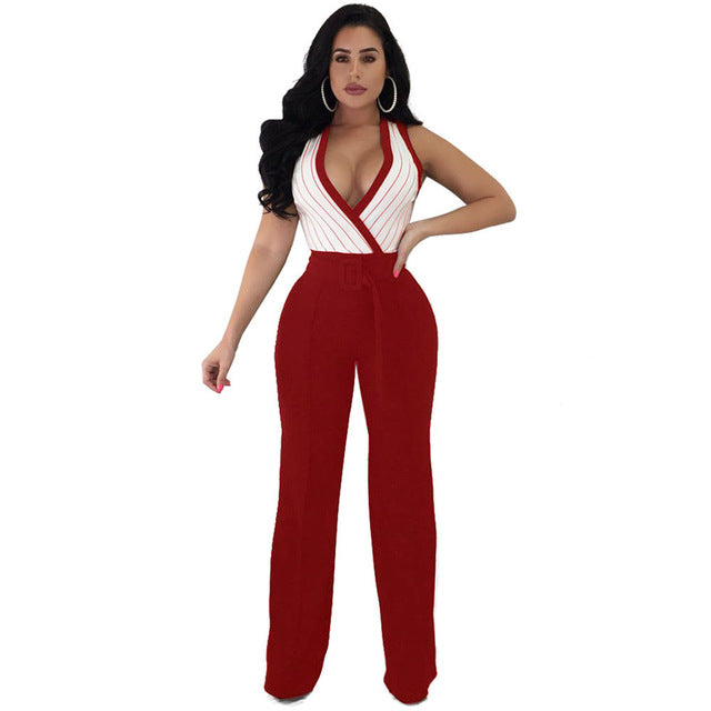 Stripe Print Sexy Summer Jumpsuit Romper