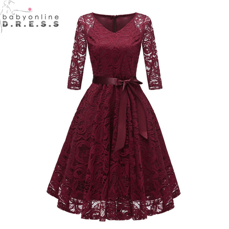 Sleeve Lace Appliques Evening Dress