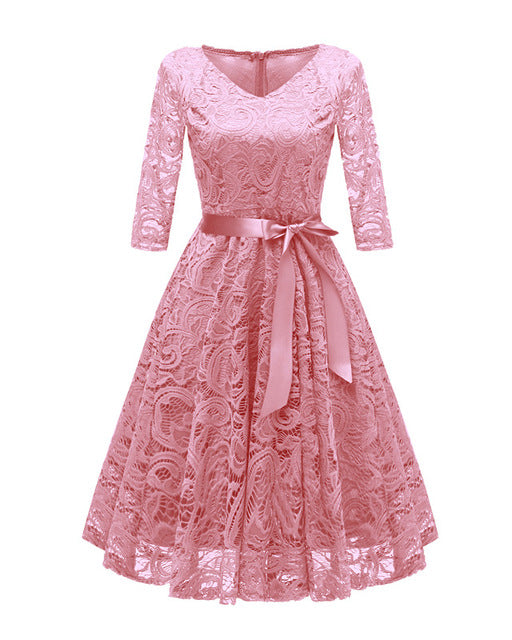 Sleeve Lace Appliques Evening Dress