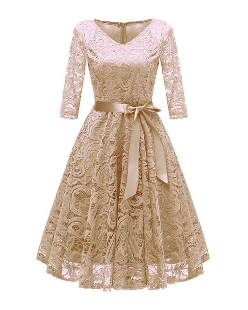 Sleeve Lace Appliques Evening Dress