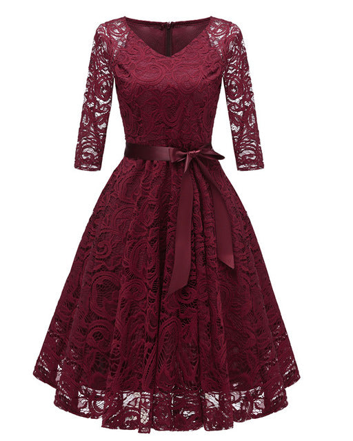 Sleeve Lace Appliques Evening Dress
