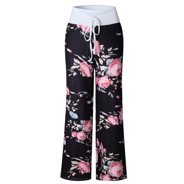 Causal Women Autumn Flower Print Pants