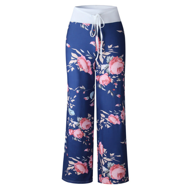 Causal Women Autumn Flower Print Pants