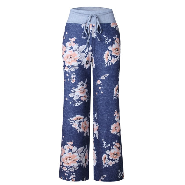 Causal Women Autumn Flower Print Pants