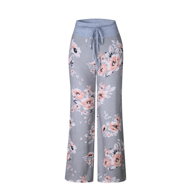 Causal Women Autumn Flower Print Pants
