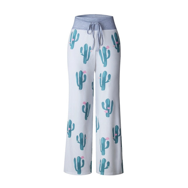 Causal Women Autumn Flower Print Pants