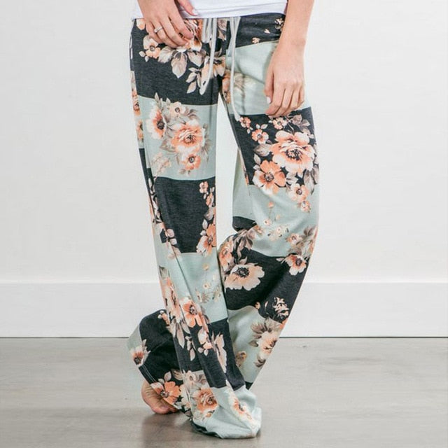 Causal Women Autumn Flower Print Pants
