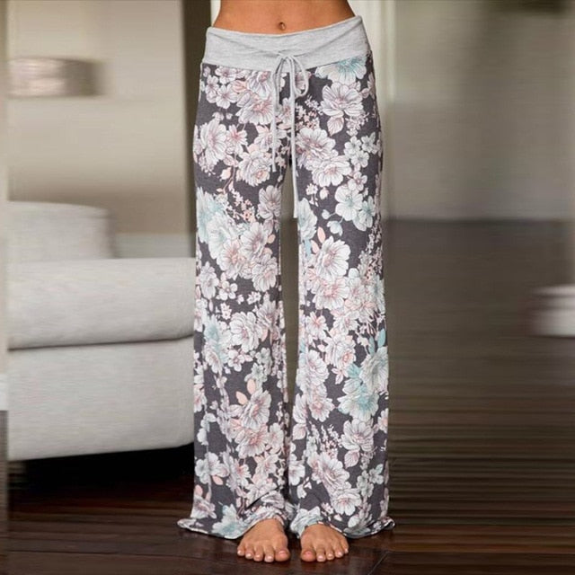 Causal Women Autumn Flower Print Pants