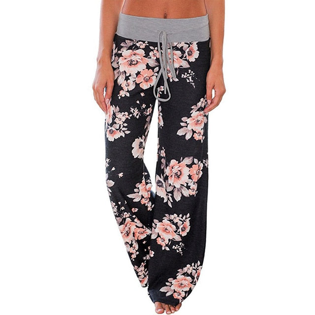 Women Loose Floral Print Wide Leg Pants