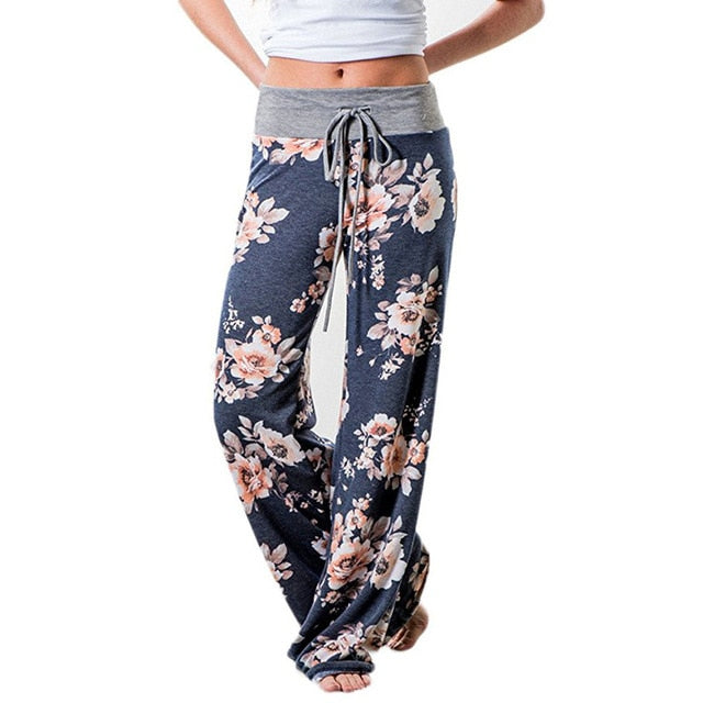 Women Loose Floral Print Wide Leg Pants