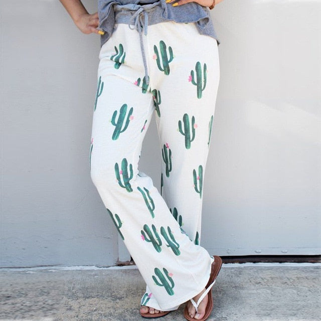 Women Loose Floral Print Wide Leg Pants