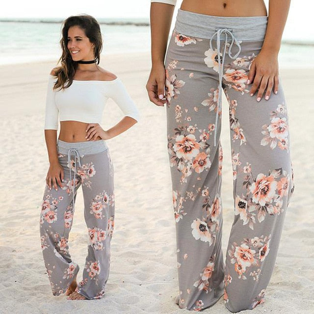 Women Loose Floral Print Wide Leg Pants
