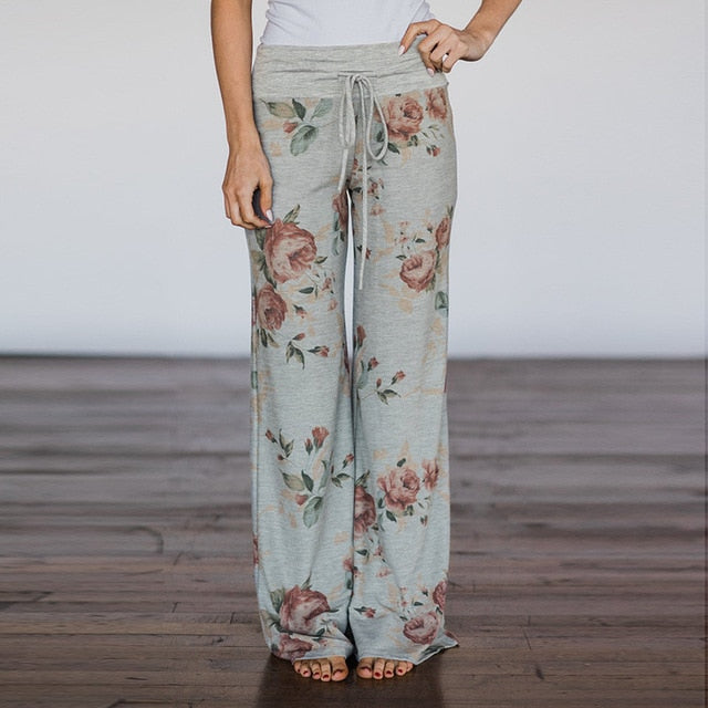 Women Loose Floral Print Wide Leg Pants