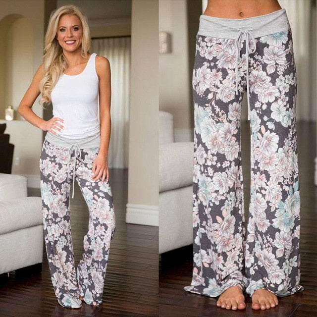 Women Loose Floral Print Wide Leg Pants