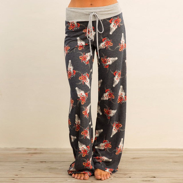 Women Loose Floral Print Wide Leg Pants