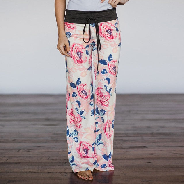 Women Loose Floral Print Wide Leg Pants