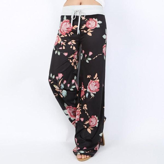 Women Loose Floral Print Wide Leg Pants