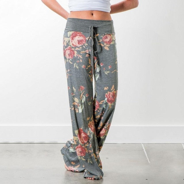Women Loose Floral Print Wide Leg Pants