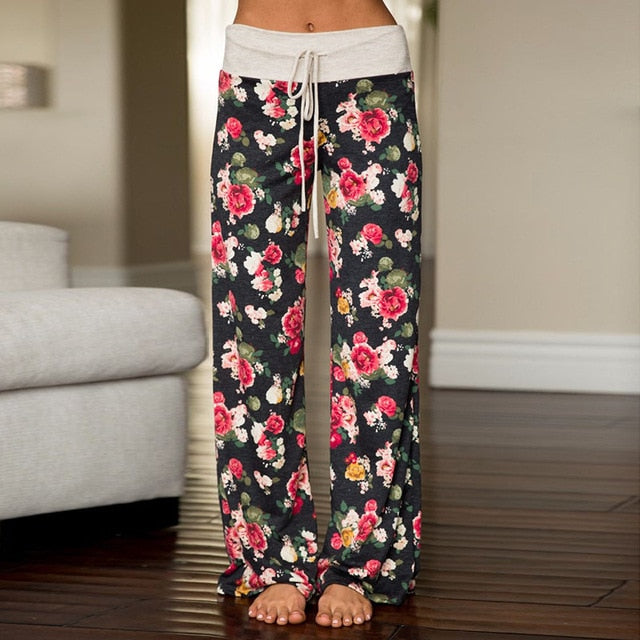 Women Loose Floral Print Wide Leg Pants