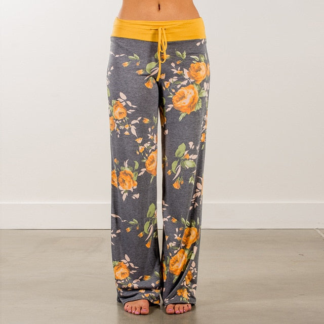 Women Loose Floral Print Wide Leg Pants