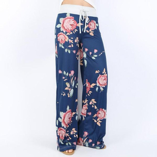 Women Loose Floral Print Wide Leg Pants