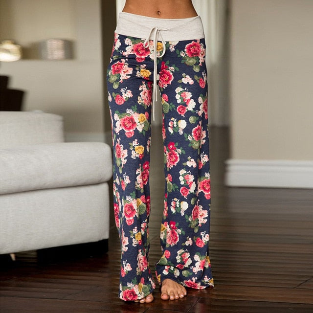 Women Loose Floral Print Wide Leg Pants