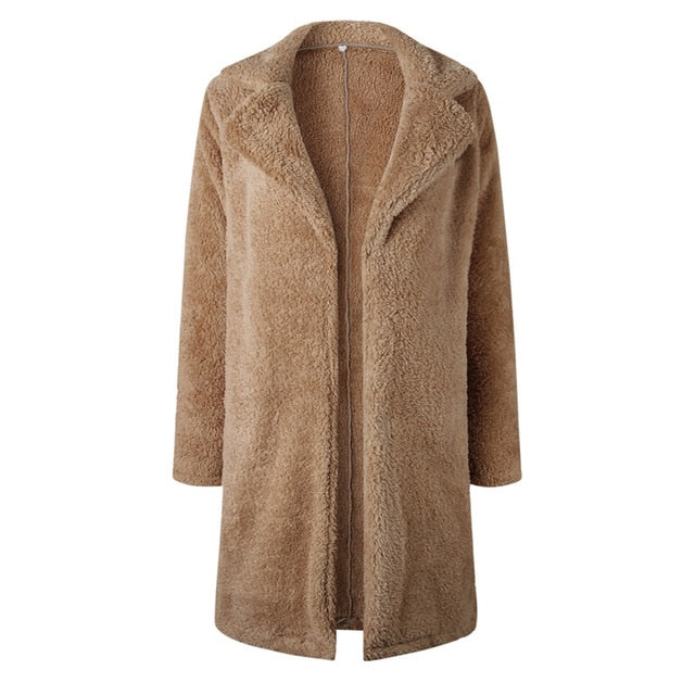 Nadafair Shaggy Long Fur Coat Women Autumn Spring Fluffy Teddy Coat
