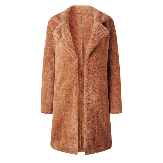 Nadafair Shaggy Long Fur Coat Women Autumn Spring Fluffy Teddy Coat