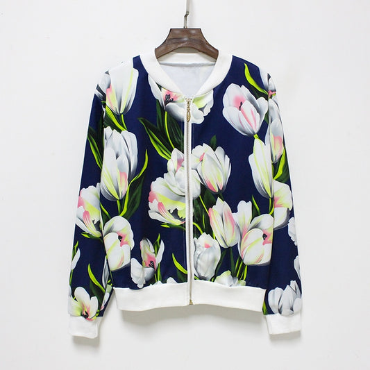 Hermicci NEW Flower Print Women Basic Coats