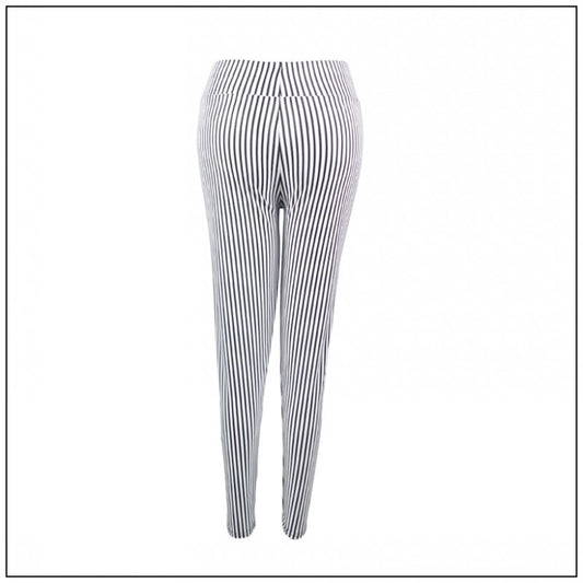 MOBTRS Striped Elastic High Waist Pants