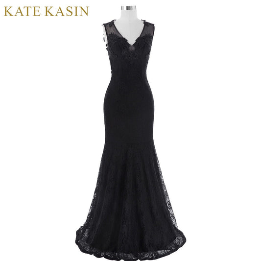 Kate Kasin Sleeveless Long Evening Dress
