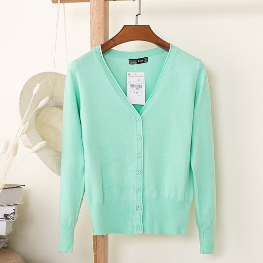 V-Neck Long Sleeve Crochet Knit Sweater Coat
