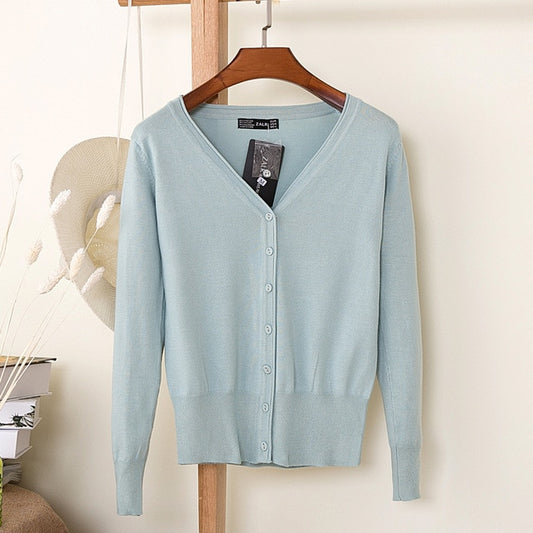 V-Neck Long Sleeve Crochet Knit Sweater Coat