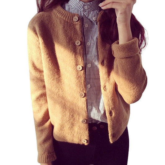 Women Cardigan Sweater Autumn Winter Woolen Knitted Cardigan Female Thick Short Jacket Sweater Women Basic Coats Jumper C2392