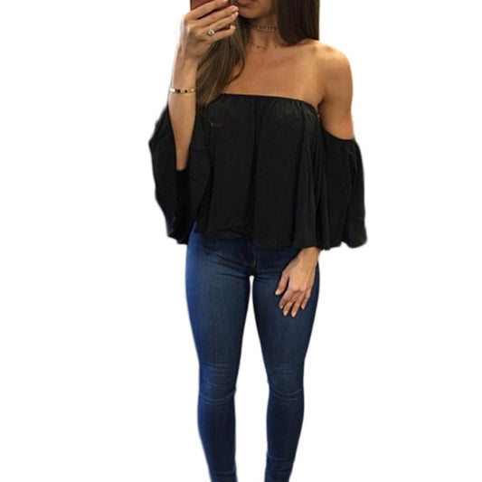 Flare Sleeve Blusa Feminina Women Blouse