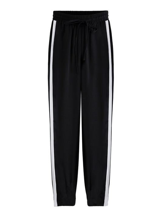 Striped Said Black Slim Fit Pants