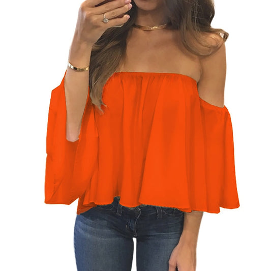 Flare Sleeve Blusa Feminina Women Blouse