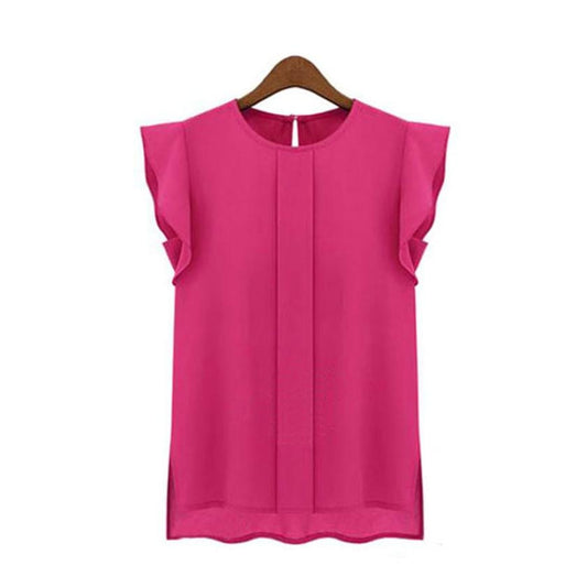 Loose Chiffon Short Sleeveless Elegant Blouse