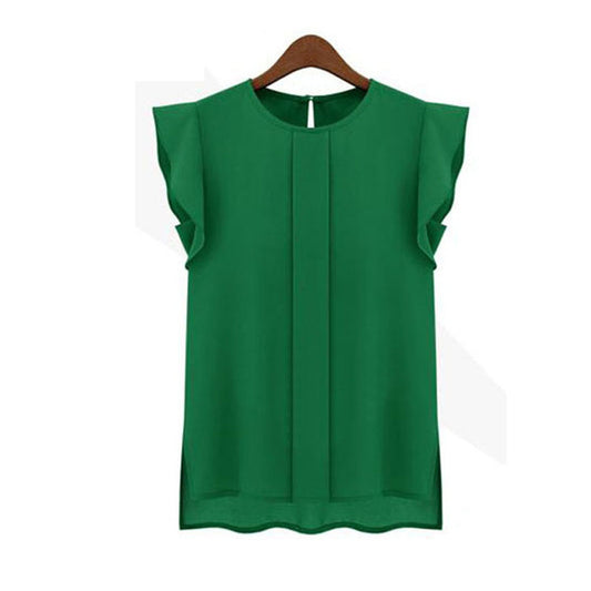Loose Chiffon Short Sleeveless Elegant Blouse