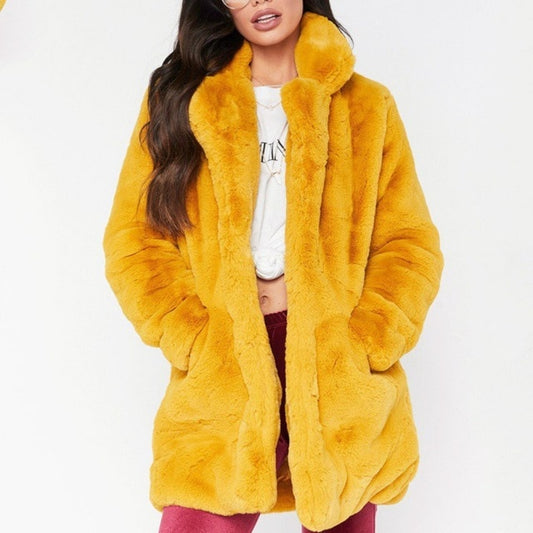 Faux Fur Coat Women Long Sleeve Thick Warm Flurry Jackets