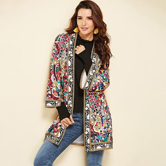 Ethnic Floral Print Jacket