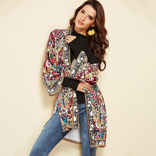 Ethnic Floral Print Jacket