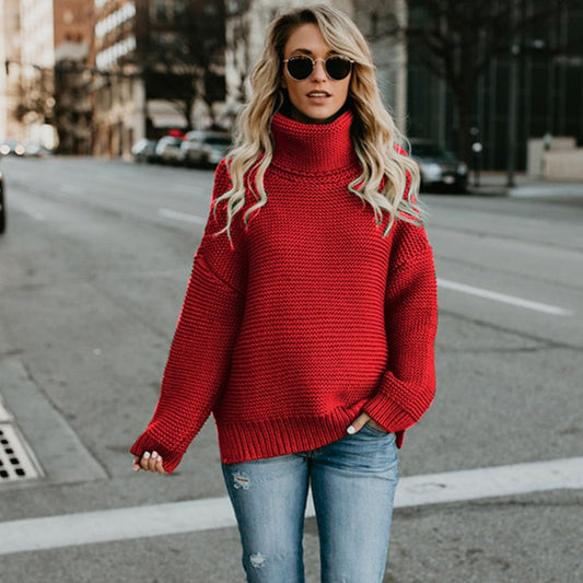 Casual Solid Turtleneck Sweater