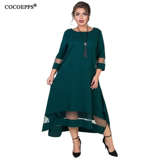 Mesh Elegant Women Dress Large Size Long Maxi Dress