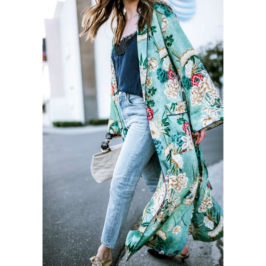hirigin Women Autumn Floral Long Coat