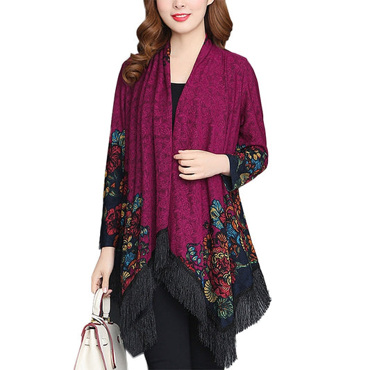 Autumn Cardigans Women elegant long Sleeve Tassel Outerwear