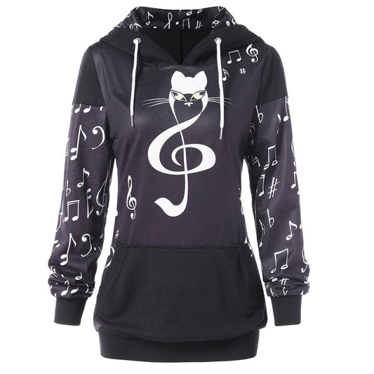Cat Print  Hoodie Music Notation Print