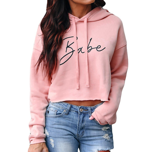Womens Fashion Letter Print Hoodie Sweatshirt