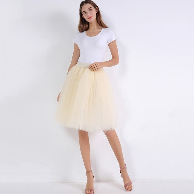 5 Layers 60cm Princess Midi Tulle Skirt