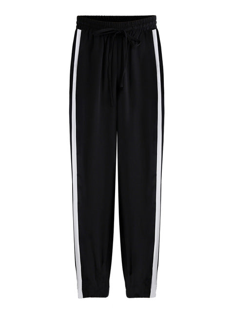 Striped Said Black Slim Fit Pants